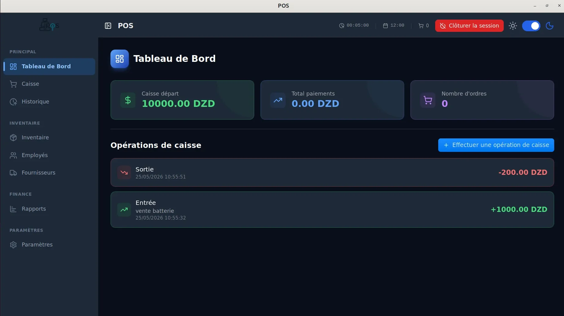 Tableau de bord